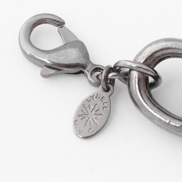 Lydell NYC Oxidized Silver Tone Link Bracelet Pavé Rhinestone Chunky Cable Chain - Picture 4 of 5